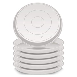 VUWEZ 6 Pack Plant Saucer Tray, 4 6 8 10 12 15 16 18 20 inch Plant Saucers for Indoors, Durable Plastic Flower Plant Water Drip Trays Round, Pot Saucers, Plant Trays for Pots (4", White)