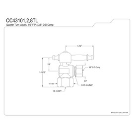 Kingston Brass CC43101TL Vintage 1/2-Inch FIP X 3/8-Inch OD Compression Quarter-Turn Angle Stop Valve, 1/2" x 3/8", Polished Chrome