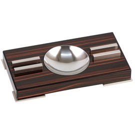 GERMANUS Cigar Ashtray in Black Brown Wood for 2 Cigars