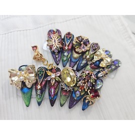  0822 Colorful Nail Queen Handmade Nail Tips ✨ - Short Almond /  0822색동네일퀸 수제네일팁 ✨ - 숏아몬드