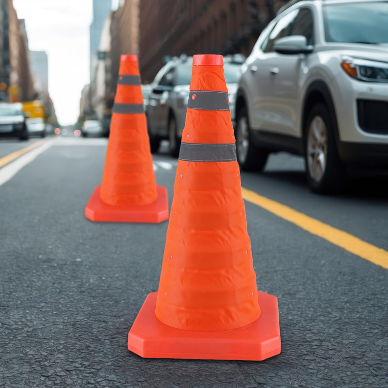 18 Inch 3 Pack Collapsible Traffic Safety Cones, Orange Cones