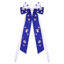 Boderier Football Accessories Football Helmet Number 1 Game Day Hair Bows Clip Silky Satin Ribbon Bow Hair Clips Sports Fan Game Day Outfits Accessories for Women Blue White