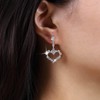 TseenYi Heart Rhinestone Dangle Earrings Silver Crystal Heart Drop Earrings