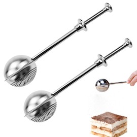 2 Pack Flour Sifter, 304 Stainless Steel Small Strainer Fine Flour Duster for Baking One Handed Operation Baking Sifters for Baking, Sifting Sugar, Flour, Spices and Tea Strainers
