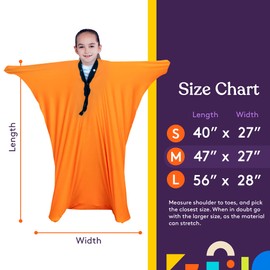 Special Supplies Sensory Sock (Orange, Large 56"x28") Full-Body Wrap to Relieve Stress, Hyposensitivity, Anxiety | Stretchy, Breathable Sack for Boys, Girls | Safe, Comfortable, Calming Relief