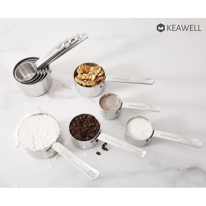 KEAWELL Premium 5-Piece Measuring Cups Set –1/4, 1/3, 1/2, 2/3,
