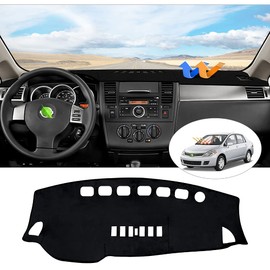 Cartist Cubierta de salpicadero para Nissan Versa Tiida C11 2007 2008 2009 2010 2011, alfombrilla antideslizante para cubierta de salpicadero, protector solar