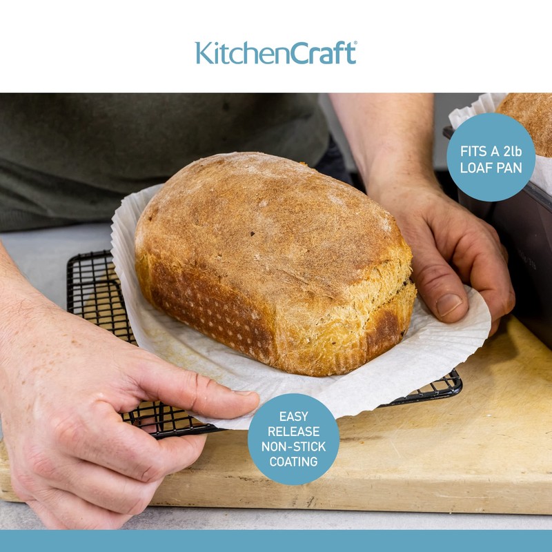 KitchenCraft Antihaft-Brotbackform-Backpapier für 907 g, 20 x 9 cm, Packung