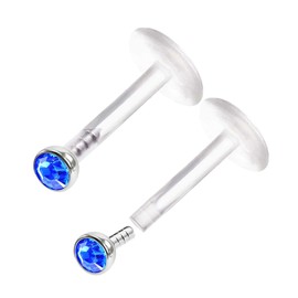 KJM Fashion Surgical Steel Labret Monroe 0.8 mm 20 g Lip Earrings Pack of 2, Acrylic