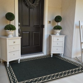 OJIA Easy Jute Front Door Mats Outdoor Rug 3x5 Washable Rugs for Entryway, Wavy Border Black Indoor Outdoor Rugs Non-Slip Doormat Entry Rugs Farmhouse Area Rug for Porch Outside Kitchen Living Room