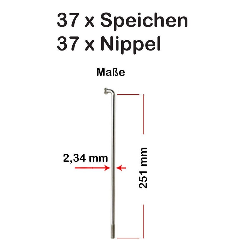 Nirosta 2.34 mm Reinforced Spokes 251 mm Including Brass Spoke