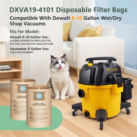 12 Pack DXVA19-4101 Vacuum Bags For DEWALT 6, 8, 9, 10 Gallon Wet/Dry Shop Vacuums, Replacement Disposable Filter Bags for DeWalt DXV06P, DXV09P, DXV09PA, DXV10P, DXV10PL, DXV10S, DXV10SA, DXV10SB