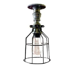Ceiling Light - Industrial Lighting - Pipe Farmhouse Mason Jar w/Cage Light - Industrial Kitchen light fixture, Bathroom Vanity Light Decor