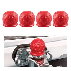 Povtii 4 PCS Trailer Ball Cover - 2-Inch Rustproof Rubber Car Towing Hitch Protection Cap, Waterproof & Dustproof Tow Sleeve for Truck RV, Replacement Car Accessories (Red)