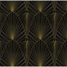 Yasinet Peel and Stick Wallpaper Black and Gold Wallpaper for Bathroom Removable Black Contact Paper Black Geometric Self Adhesive Wallpaper Decorative for Wall Cabinet 17.3”x118.7”
