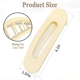 French Concord Lay Flat Claw Clips, 6Pcs Curved Hair Clips, Alligator Hair Clip for Various Hairstyles