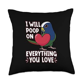 Poop On Everything You Love I White-capped Pionus Parrot Throw Pillow