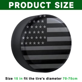 Universal Spare Tire Cover for RV, Trailer, Jeep, Truck & SUV,Waterproof PVC Leather Wheel Cover with American USA Flag Design,Trailer Tire Covers Fits Most Vehicles 15" to 30" (15inch)