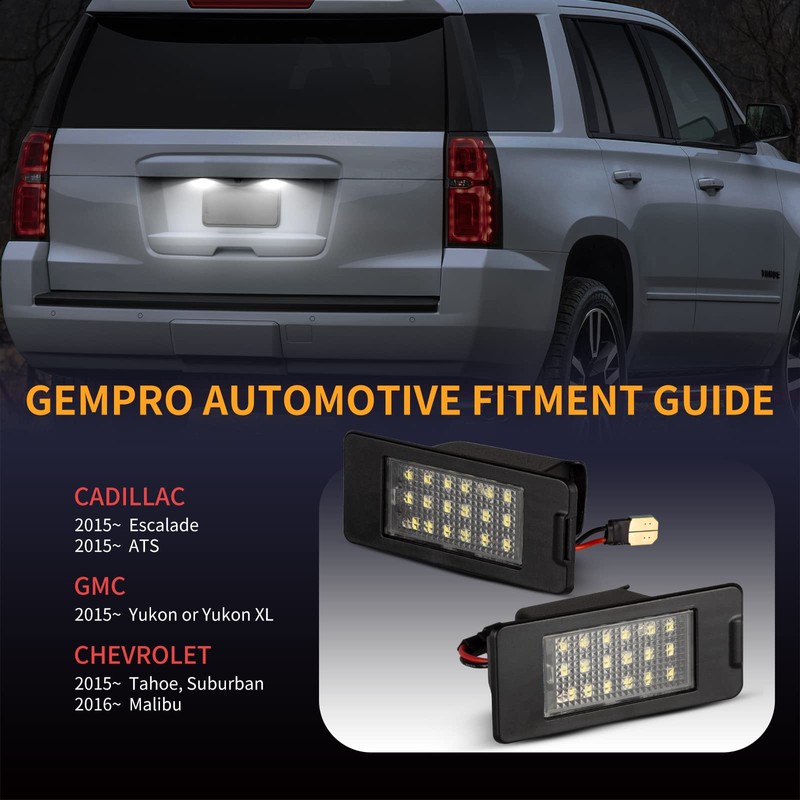 Gempro LED License Plate Lights Lamp Assembly, LED Rear Tag