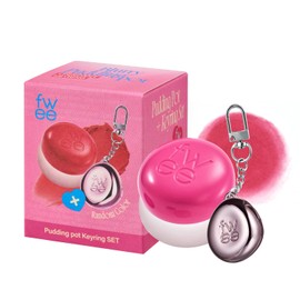 fwee Lip&Cheek Blurry Pudding Pot + Pendant Keyring | Cherry | Random Colored Keyring | Makeup Blush, Buildable Lightweight, Multi-Use Soft Matte Finish | 5g