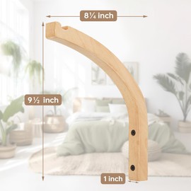 EPHIFY Wooden Plant Hanger Indoor, Wall Plant Hangers Hooks for Indoor Use, Wall-Mounted Hanging Hooks for Planters, Lanterns, Flower Brackets, Wind Chimes, and Decorations (2 Pack, 8-Inch)