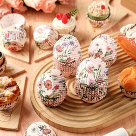Jetec 800 Pcs Vintage Floral Cupcake Liners Spring Vintage Floral Cupcake Wrappers Grease Proof Vintage Floral Muffin Liners Disposable Baking Cups for Baking Weddings Party(3.15 x 1.97 x 1.18 Inch)