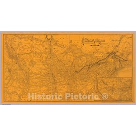Historic Map : Timetable Map, Central Vermont Railroad, Connections. 1887 - Vintage Wall Art - 24in x 13in