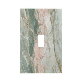 Lolreai Decorative Light Switch Cover Green Abstract Marble Modern Luxury 1 Gang Wall Plates Single Toggle Outlet Covers Switch Plate Electrical Faceplate for Bathroom Home Decor（2 Pack）