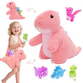 OUOZZZ Dinosaur Cuddly Toy, Cute Dinosaur Plush Toy with 4 Babies in the Belly - Decorative Party Gifts for Children