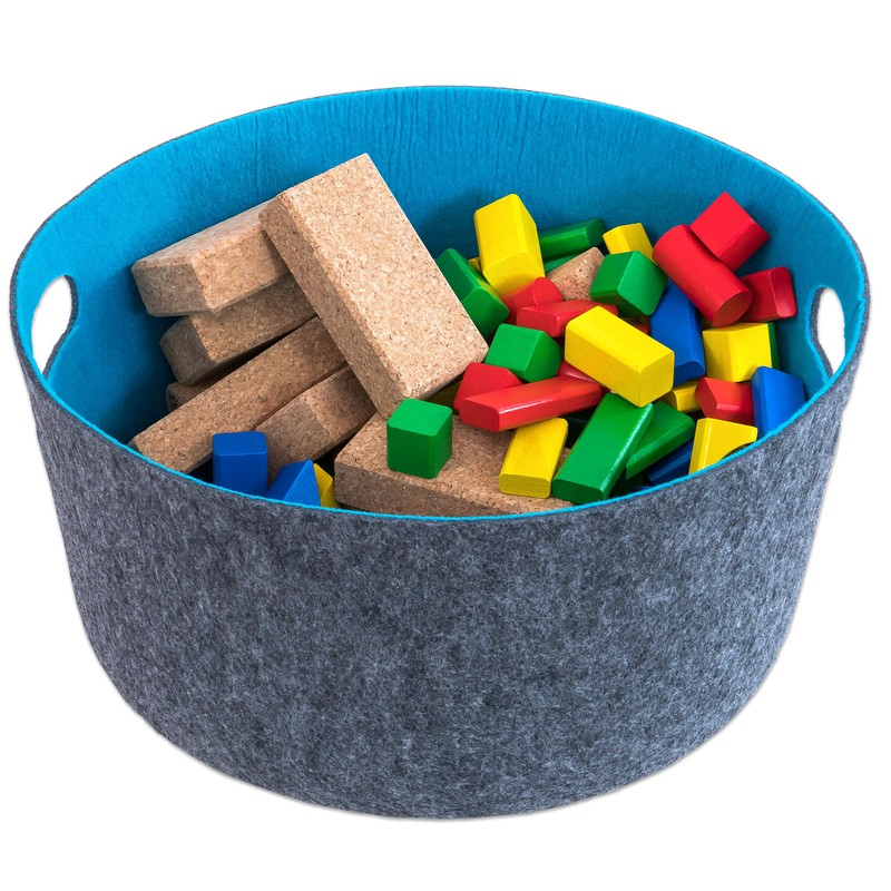 Betzold - Storage basket felt basket turquoise, diameter 38 cm,