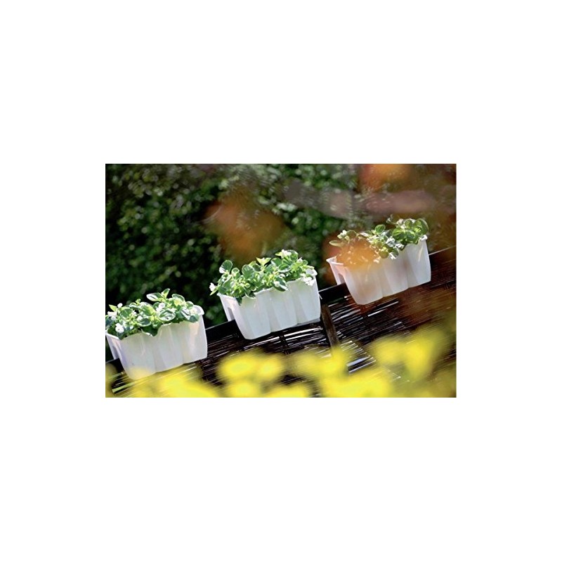 NEW PLASTIC BALCONY WHITE CROWN POT FLOWER PLANTER RAILING 24CM