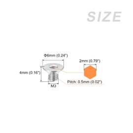 METALLIXITY Flat Head Countersunk Machine Screws, (M3x4mm) 40Pcs, 304 Stainless Steel Socket Head Cap Screws - for Machinery, Furniture, DIY