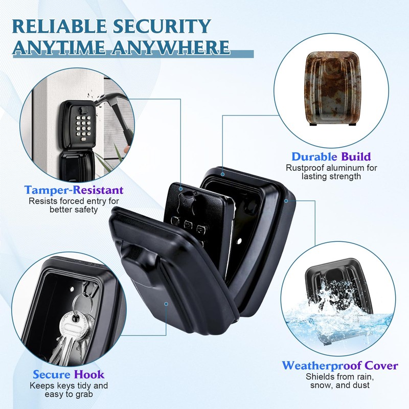 Qudubuy Key Safe Police Approved Wall Mounted Lock Box with