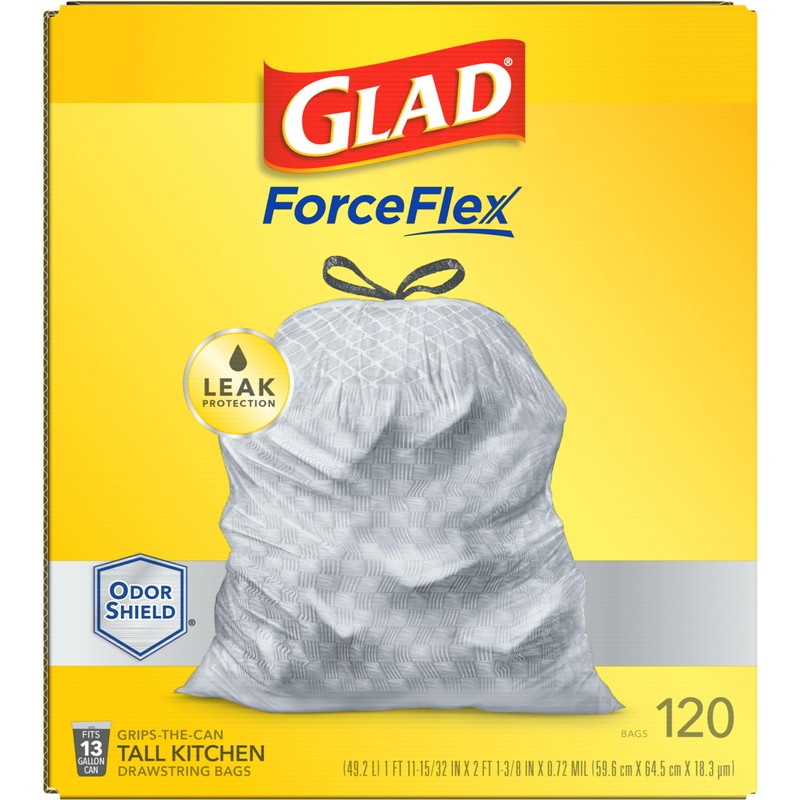 Glad Trash Bags, ForceFlex Tall Kitchen Drawstring Garbage Bags -
