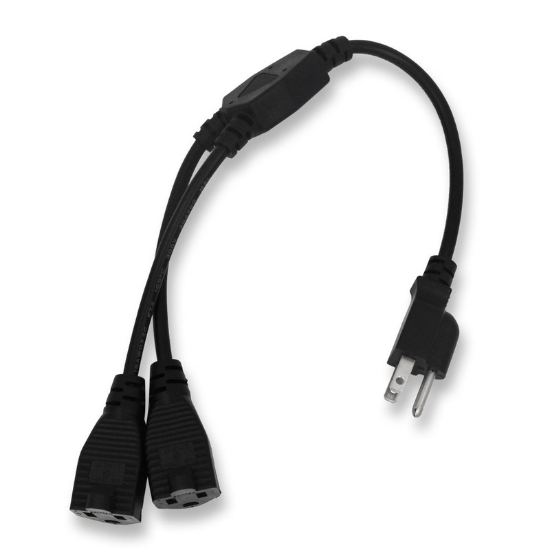 KUNCAN Power Cord Extension Y Splitter - 2 Way Outlet