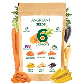 Carrot Seeds 6 Variety Pack - USA Grown, Non GMO, Heirloom Seeds for Planting Indoor, Outdoor, and Hydroponic Vegetable Garden - Including Imperator, Lunar White, Solar Yellow, Black Nebula and More