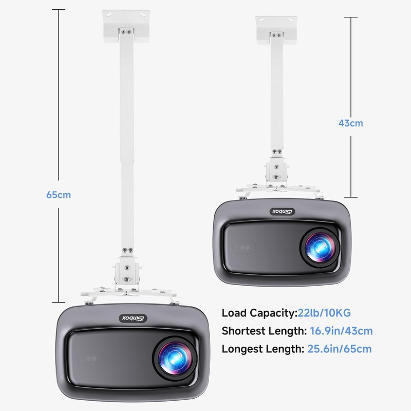 iSinbox Project Mount, Mini Projector Stand White Universal Ceiling Mount