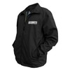 Security Zipped up Windbreaker in Black with White/Reflective Decorations Front