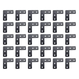Dnyta 30 Pack Metal Corner Braces Angle Brackets Flat for Wood Heavy Duty with Screws, L Shaped Plate Black 1.5 Inch