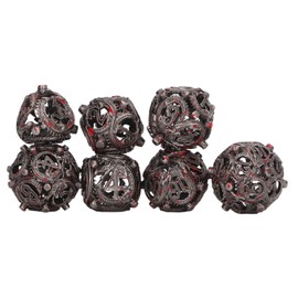 7pcs Hollow Dice Set Copper Portable Balanced Rolling Engraved Metal Polyhedral Dice Set for Board Games Bloodstained