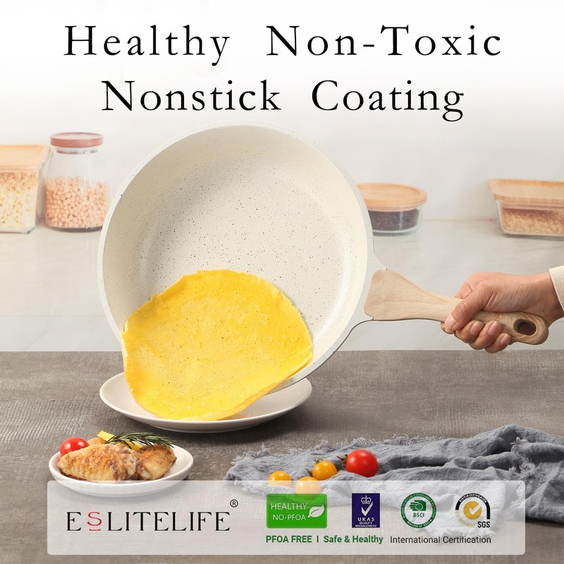 ESLITE LIFE Nonstick Ceramic Frying Pan Skillet, Non-Toxic Egg Omelette