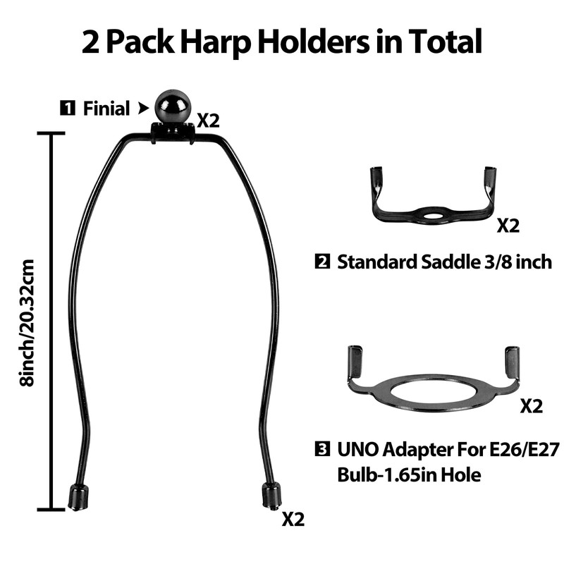 2 Set Lamp Harp Holder, Lamp Shade Holder with Replaceable