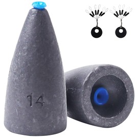Worm Fishing Weights, 50/40/30/25/18 PCs, Bullet Sinkers with Soft Plastic Insert for Bass Fishing, CWSDXM Freshwater Saltwater Terminal Tackle, includes Weight Pegs (1/2 oz, 18 PCs)