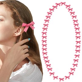 NiceYnn 40pcs Mini Bow Hair Clips Cute Tiny Satin Alligator Clips Non Slip Barrettes Twist Tie Silky Hair Clips Sweet Hair Ribbon Bowknot Clips Hair Accessories for Women Girls Teens Kids Hotpink