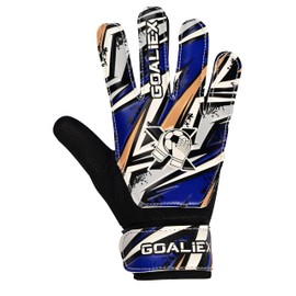 GOALIEX Soccer Goalie Gloves, Football Goalkeeper Gloves for Kids Boys Youth Children Double Wrist Along 4mm Super Grip Palm (Blue, Size 4 Suitable for 6-9 Years)