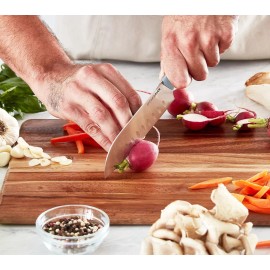 Zakarian by Dash 5" Full Tang Santoku Knife with Gift Box Meat Steel Red