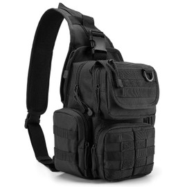 G4Free Tactical EDC Sling Bag Pack with Adjustable Holder Sling Shoulder Assault Range Backpack(Black)