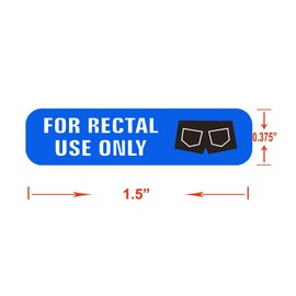 500 for Rectal Use Only Stickers Waterproof - 1.5" x 3/8" Blue Permanent Adhesive Rectal Use Only Stickers Labels