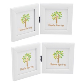 Nicola Spring Folding 2-Photo Frames - Fits Photo Size 4 x 4 (10 x 10cm) - Pack of 2 - White Picture Frame Small Square Photo Frame with Stand Freestanding Photo Certificate Display Poster Frame