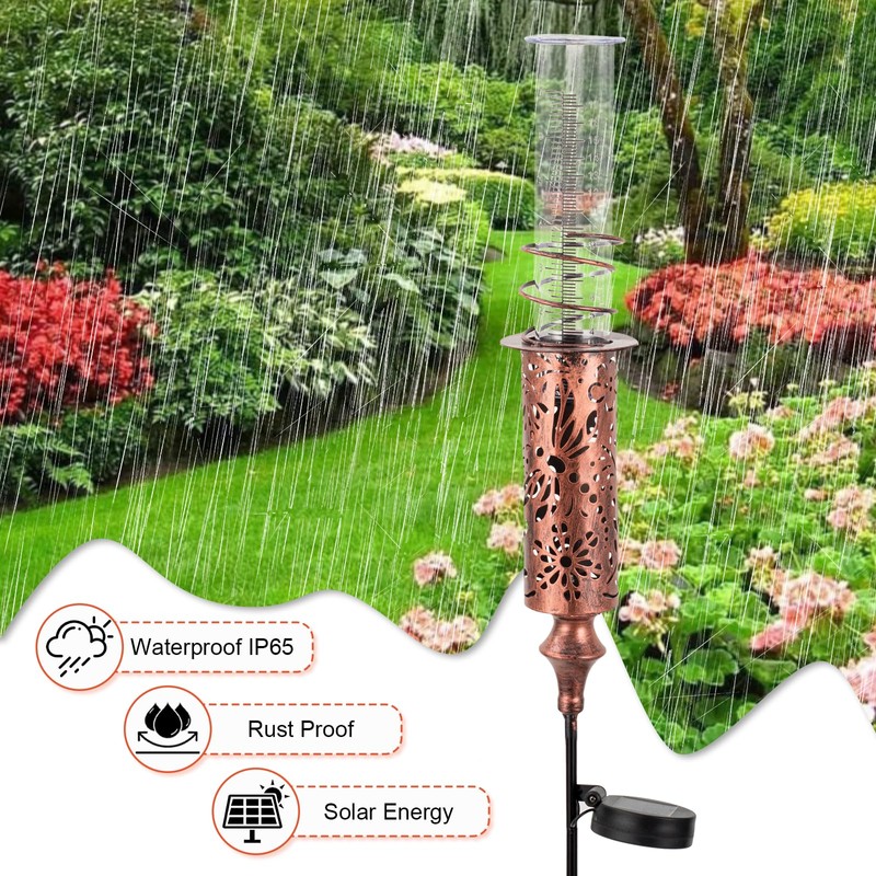 VEWOGIFT Rain Gauge Outdoor, Solar Rain Gauges for Yard, Freeze
